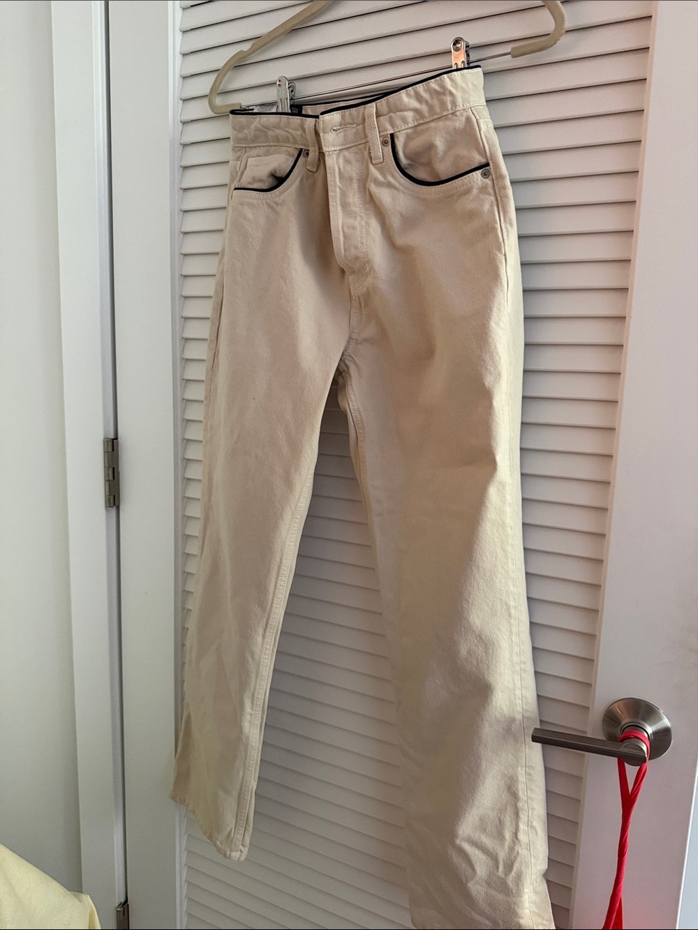 Cream Reformation Jeans with Black Trim - Comfortable Everyday Fit